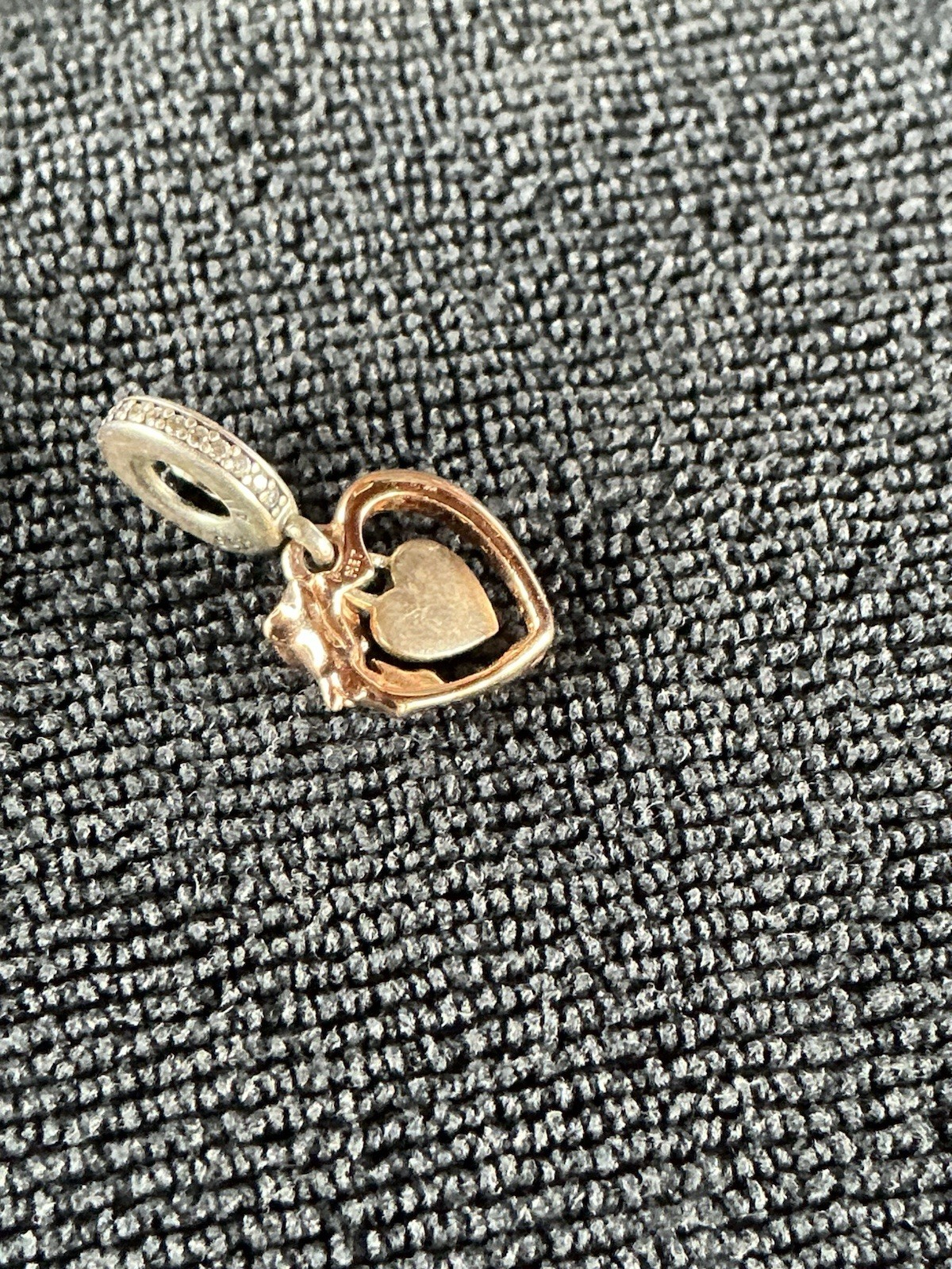 PANDORA 925 Sterling Silver Rose Heart Dangle Charm