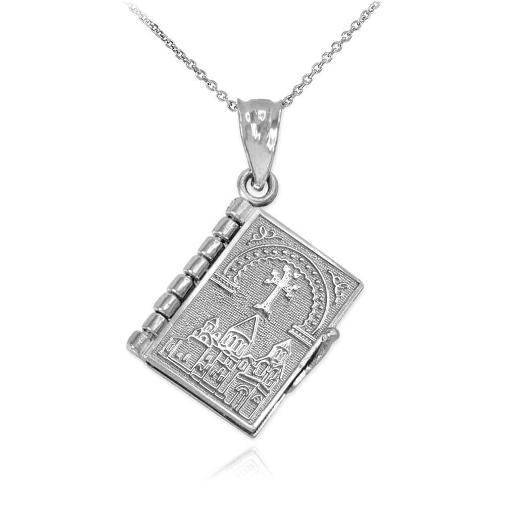 Gold 3D Armenian Bible Pendant Necklace(Available In Yellow/Rose/White Gold)