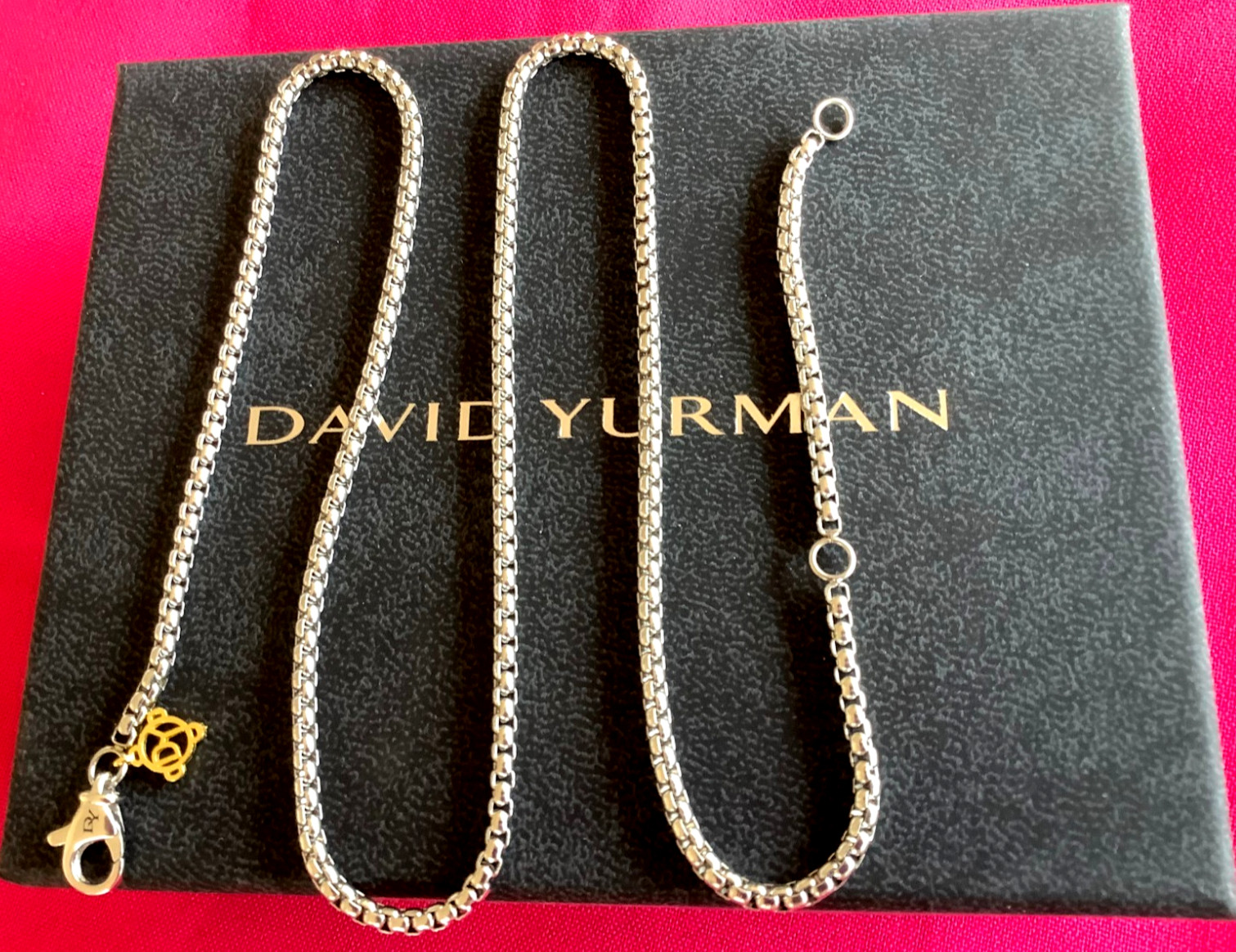 DAVID YURMAN Men’s 2.7mm Box Chain Necklace 20″/22″ Adj w/14k Tag