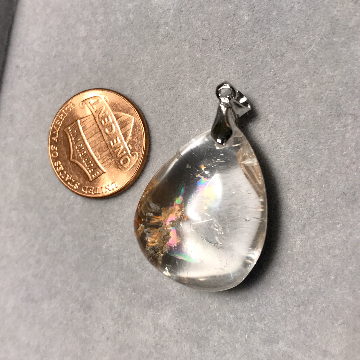 US SELLER Natural Red Phantom Quartz Pendant Teardrop Brazil Crystal Gem Stone
