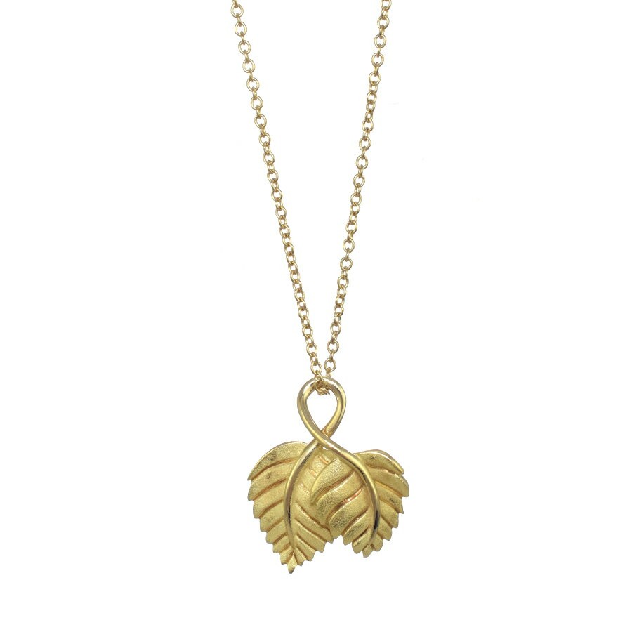 Tiffany & Co. 2 Leaves Pendant K18 Yellow Gold Necklace 40cm 16”
