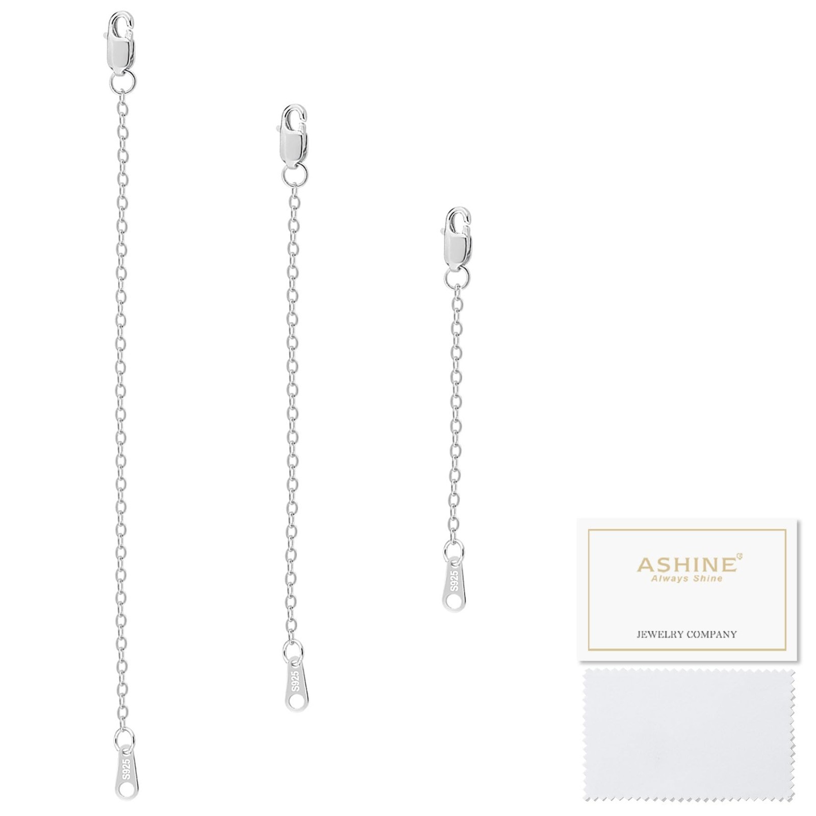 925 Sterling Silver & 14K Gold Necklace Extender Set – 1, 2, 3 & 2, 4, 6 Inch Lo