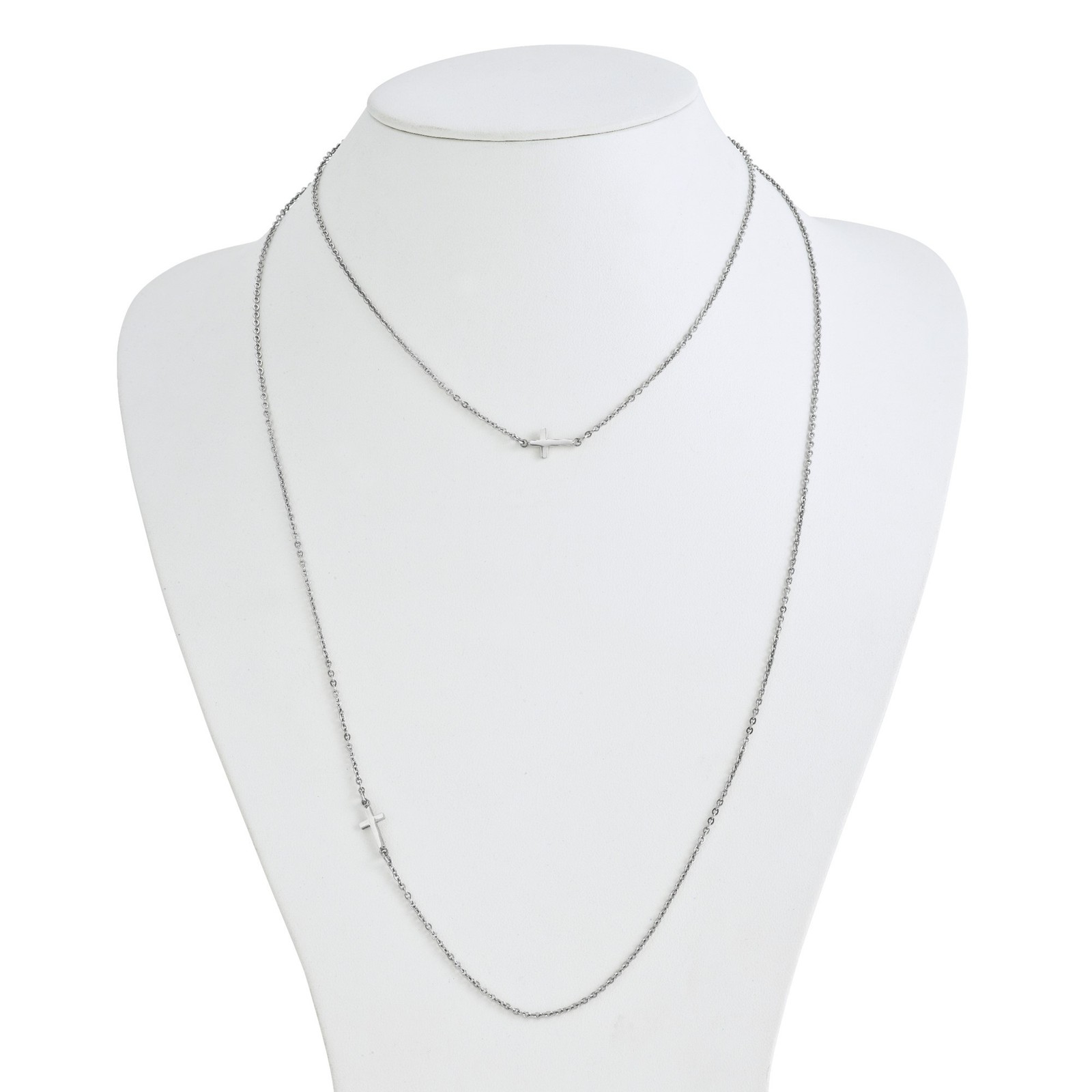 Sterling Silver Horizontal Cross Necklace Minimalist Dainty Modern Faith Jewelry