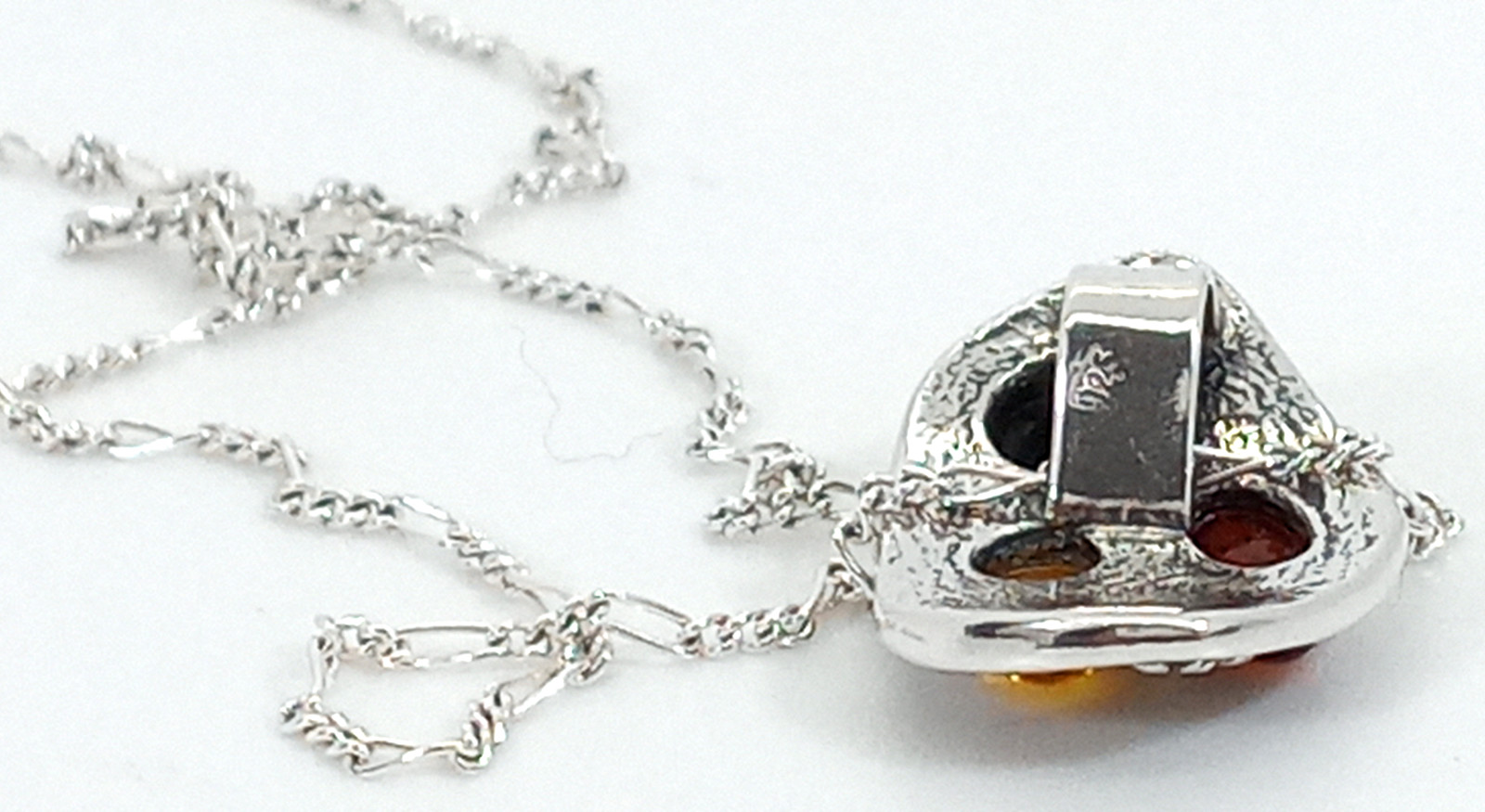 Vintage 925 Sterling Silver Art Deco Baltic Amber Necklace