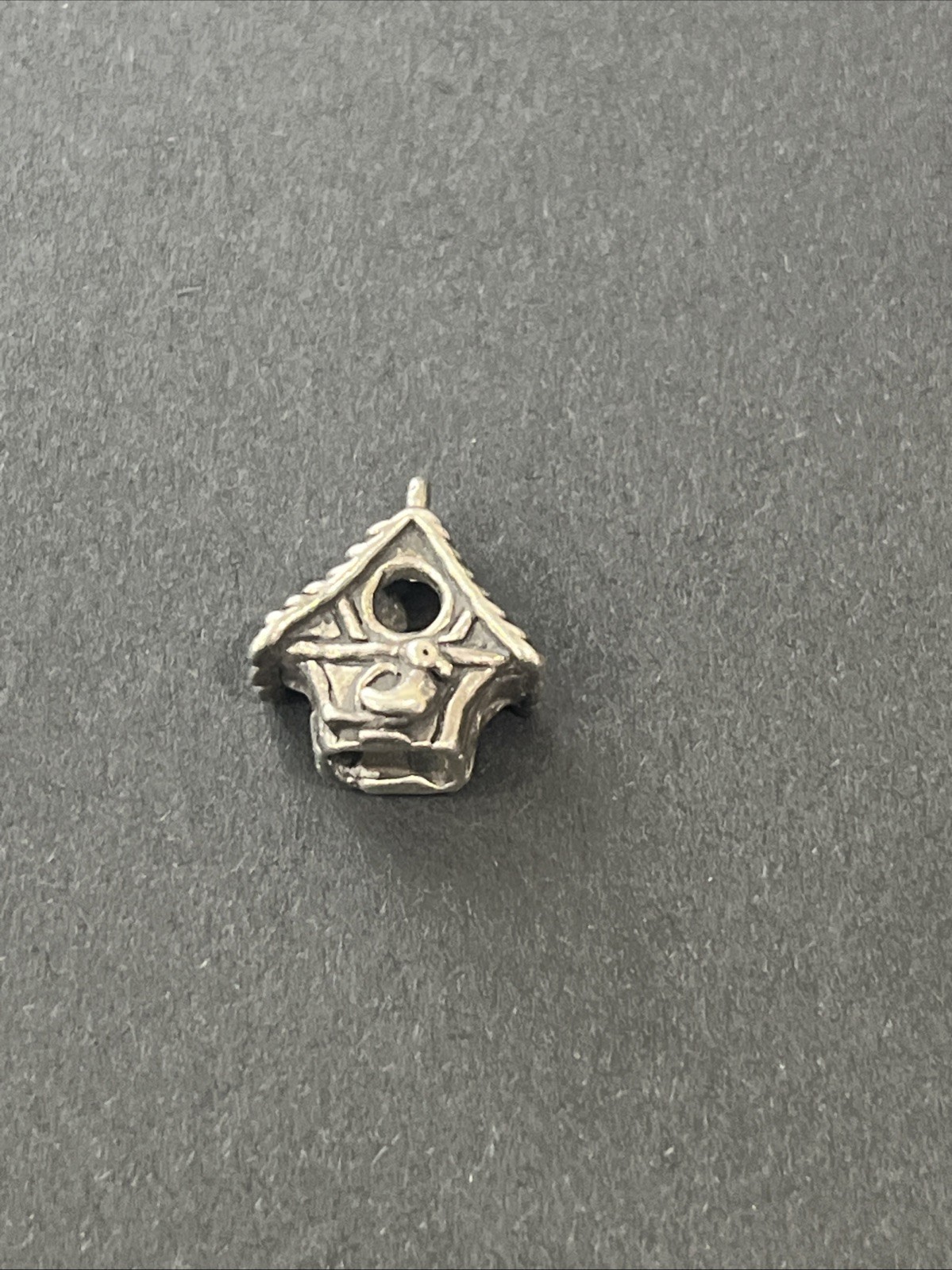 Sterling Silver BIRD HOUSE Charm Or Pendant ESTATE SALE FIND Stamped