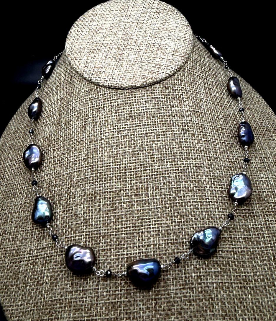 Honora Sterling Silver Purple iridescent Keshi Pearl up to 21″ Necklace new