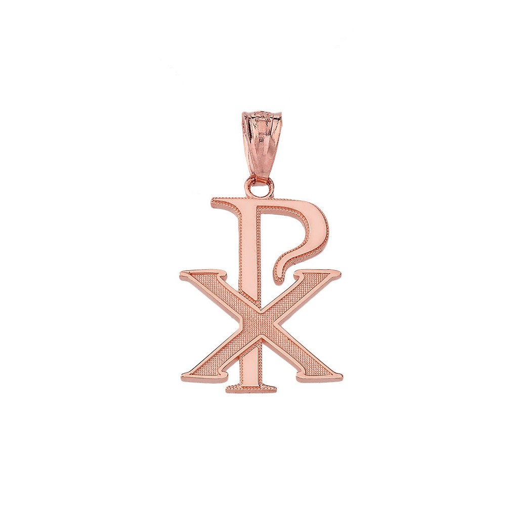 Gold Chi-Rho Symbol Pendant Necklace (Available in Yellow/Rose/White Gold)