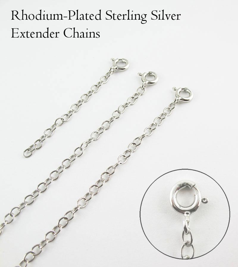 Necklace Extender Extension Chain Bracelet Rhodium Plated Sterling Silver wh127