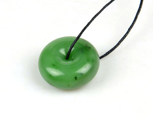 26mm Natural Green Nephrite Jade Donut / Disc Bead / Circle Pendant / Necklace