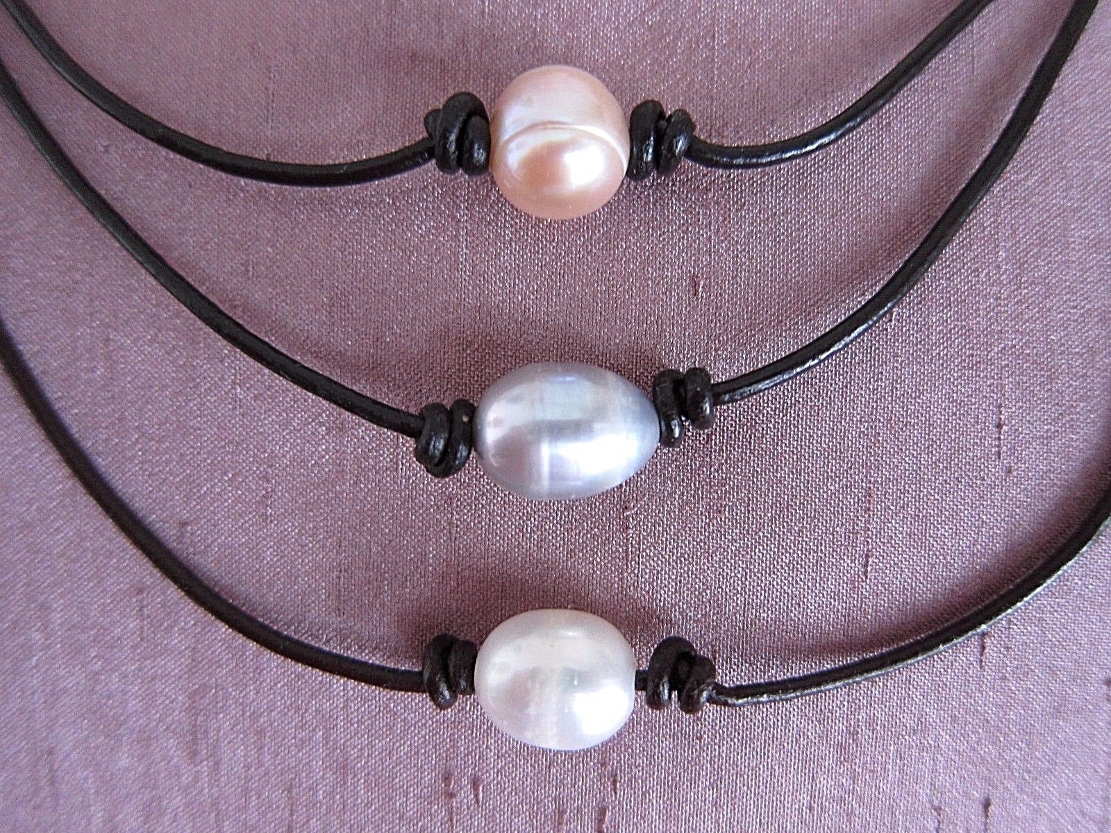 Freshwater Cultured Pearl on Leather Cord Necklace – All Occasions. UNISEX.