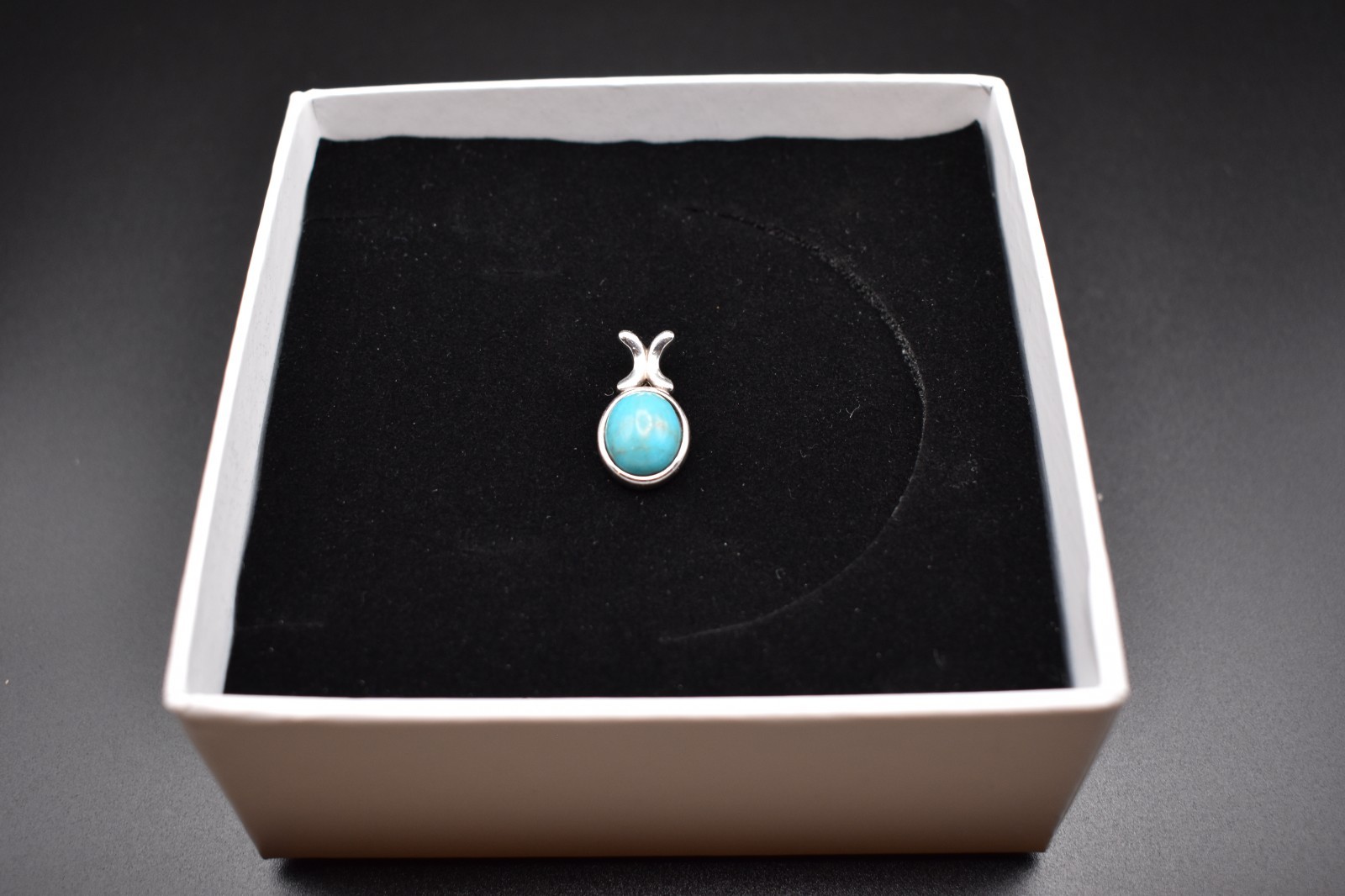 Sterling Silver Pendant with Round Turquoise in Bazel Setting 0.75 “