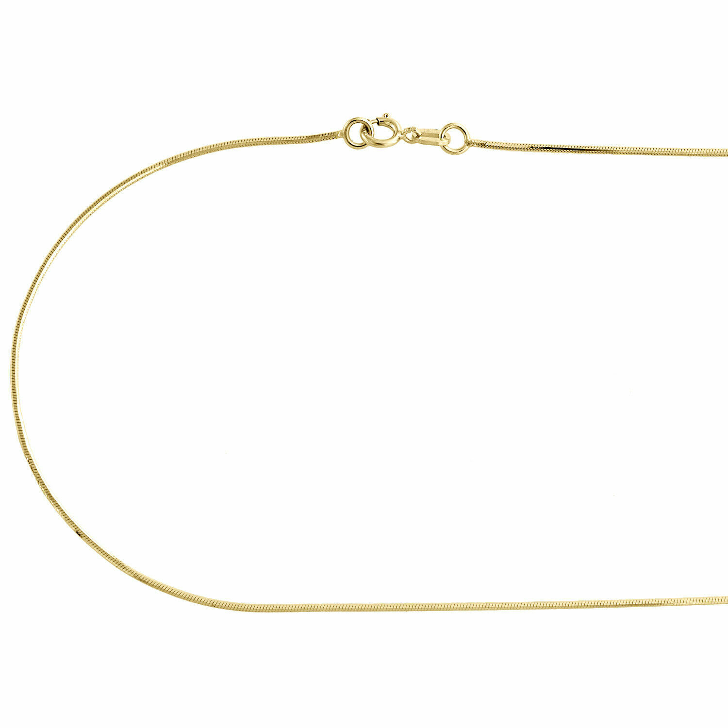 10K Yellow Gold 0.65mm Diamond Cut Round Snake Chain Necklace 16 – 24 Inch Women