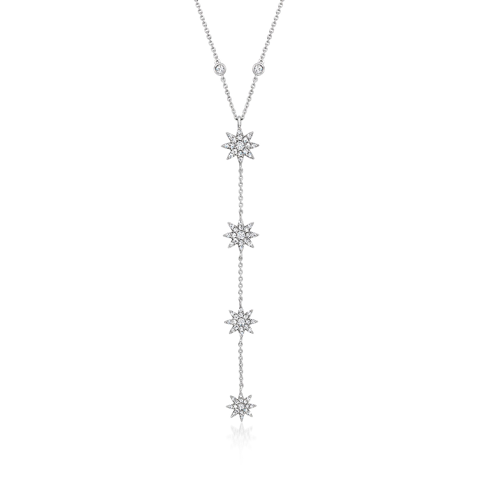 Ross-Simons 0.75 ct. t.w. Lab-Grown Diamond Star Y-Necklace in Sterling Silver