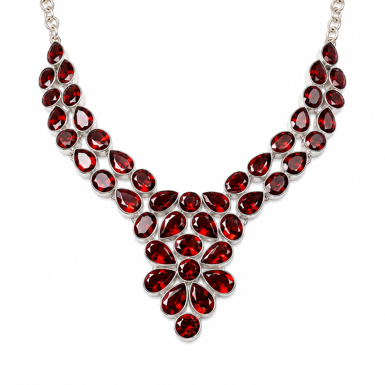 Red Garnet Necklace 925 Sterling Silver Women Handmade Jewelry S-18″