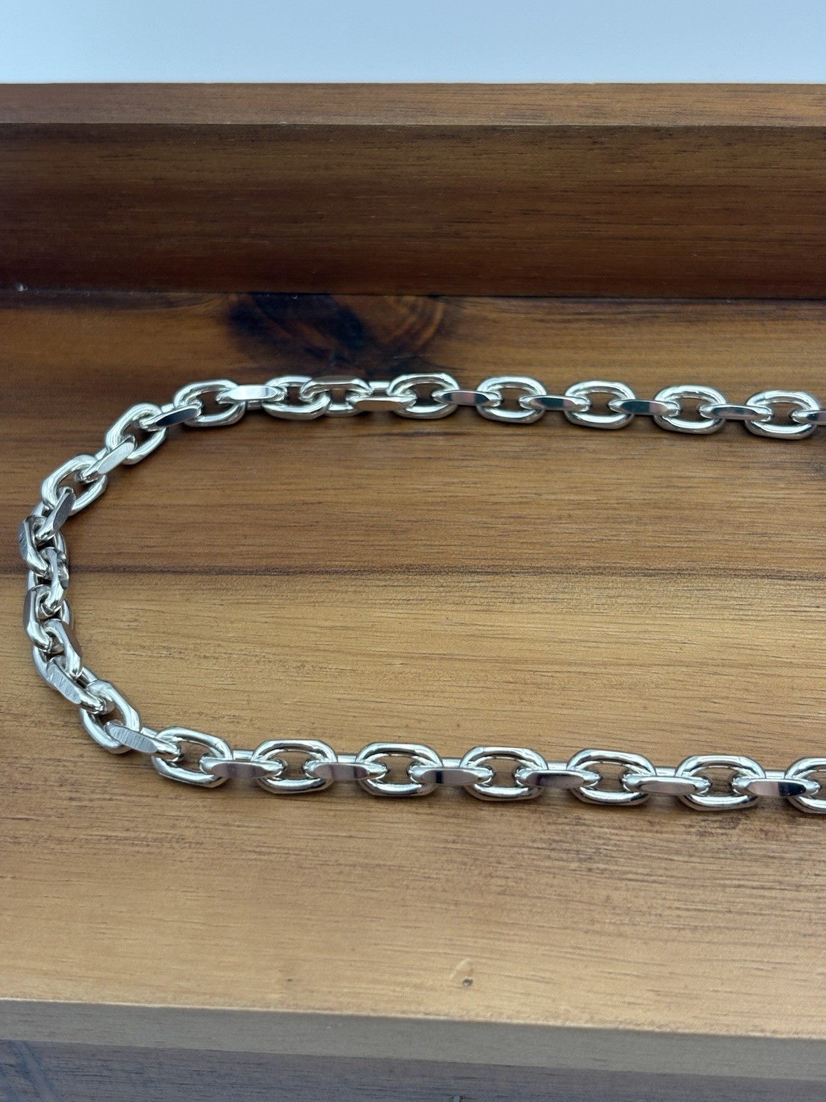 24 INCH 6MM STERLING SILVER HERMES CABLE ANCHOR LINK CHAIN RHODIUM 62.5G 925