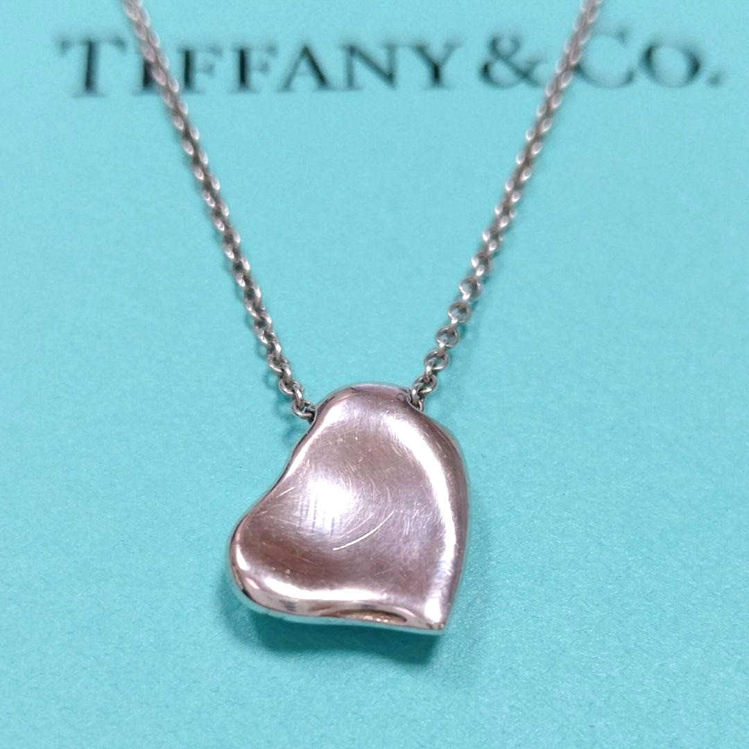 Tiffany & Co. Elsa Peretti Full Heart Pendant Necklace Silver 925 No Box Used