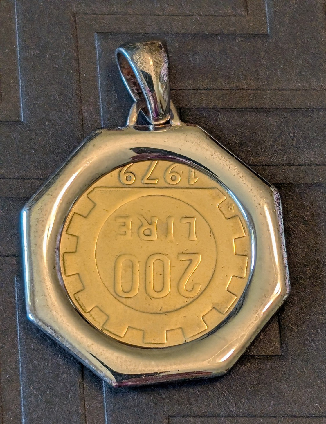 Milor Italy Genuine 1979 200 Lire Italian Coin Pendant Sterling Silver Bail