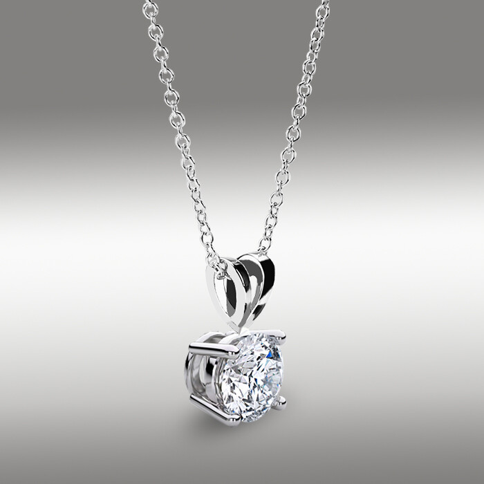 1.25 Ct Round Brilliant Cut GRA MOISSANITE 16+2″ Solid 14k White Gold Necklace