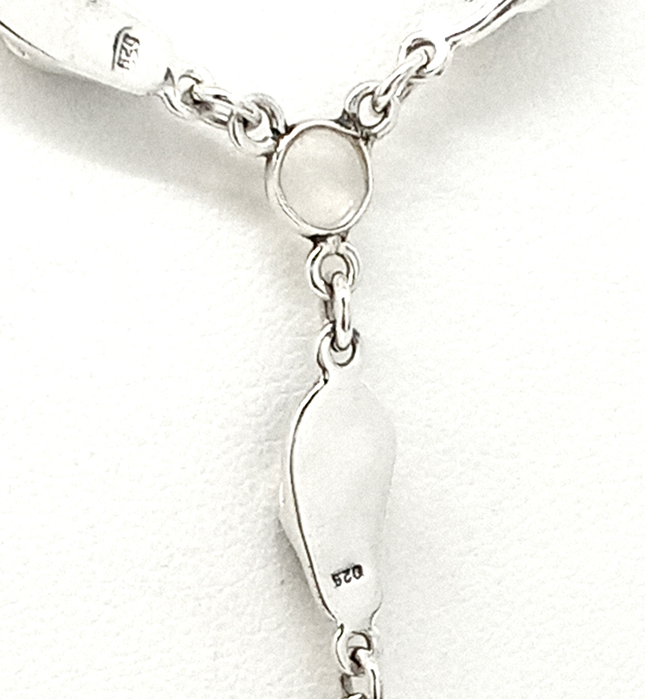 Vintage 925 Sterling Silver OOAK Rainbow Moonstone Beach Sandals Unique Necklace