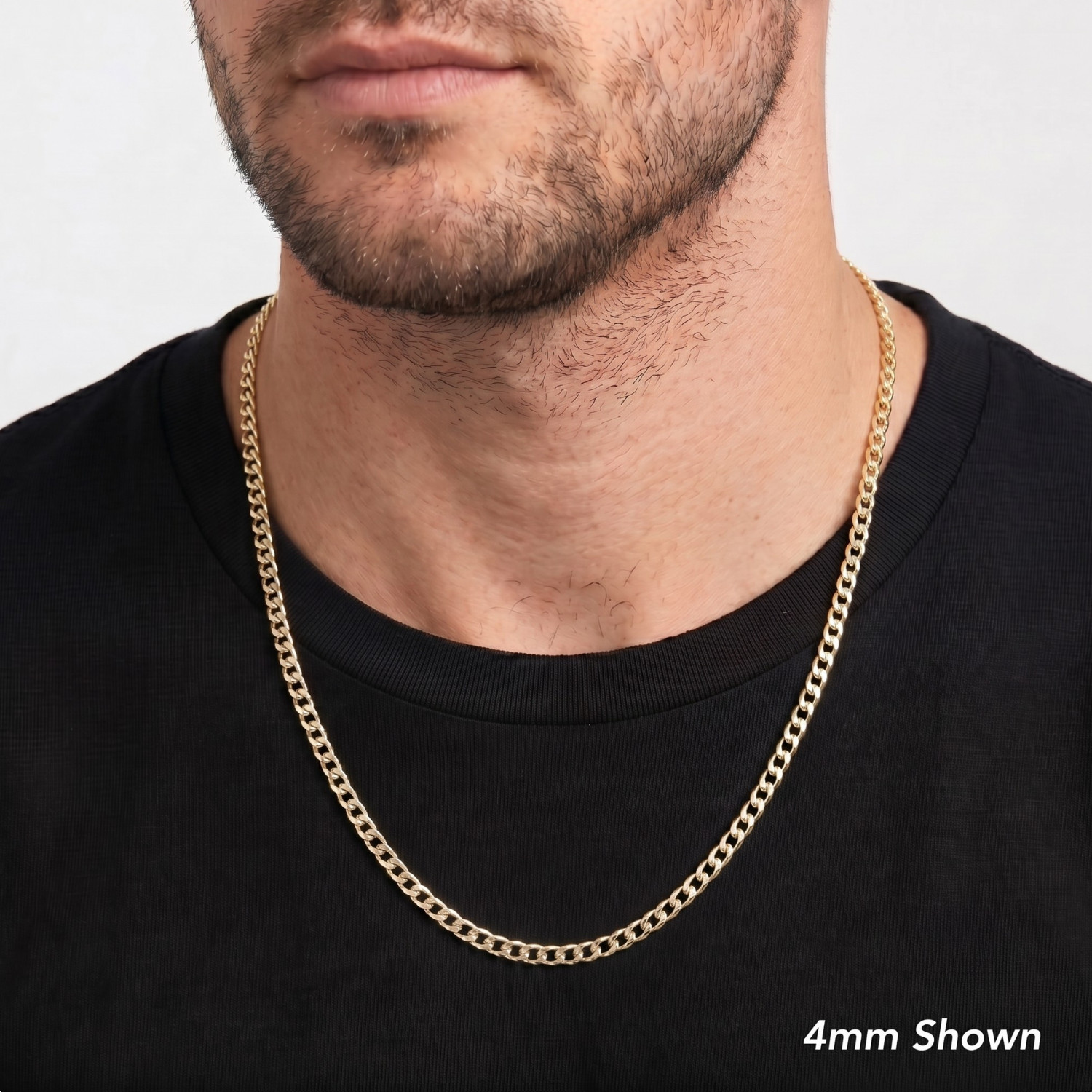Gold 3mm-5mm Curb Link Chain Italian Necklace 16″-24″ Solid 925 Sterling Silver