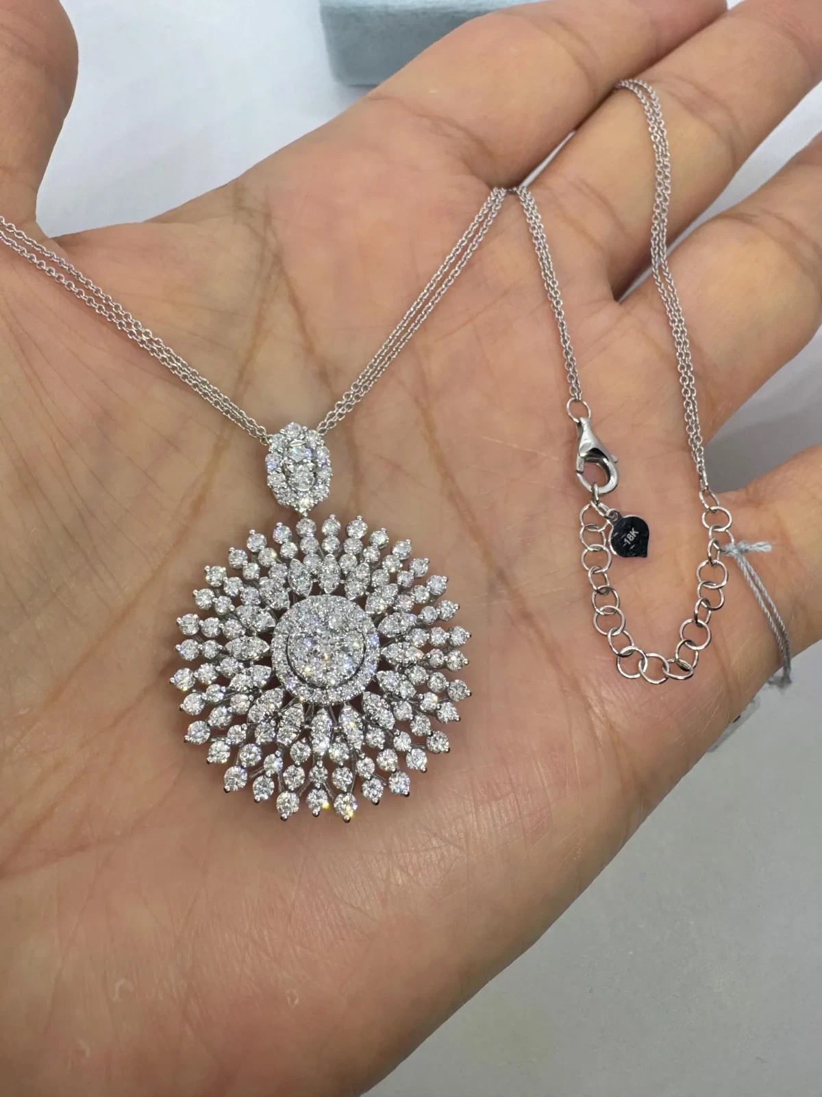 Gorgeous 4Ct Round Moissanite Statement Starburst Pendant 14k White Gold Plated