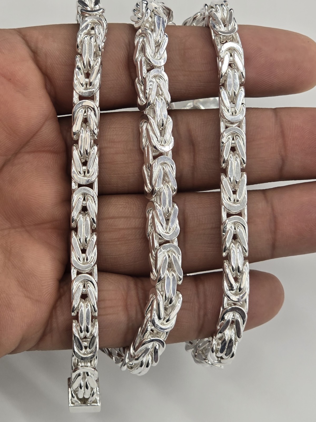 925 Sterling Silver Byzantine Chain 6.5 MM for Men and Women