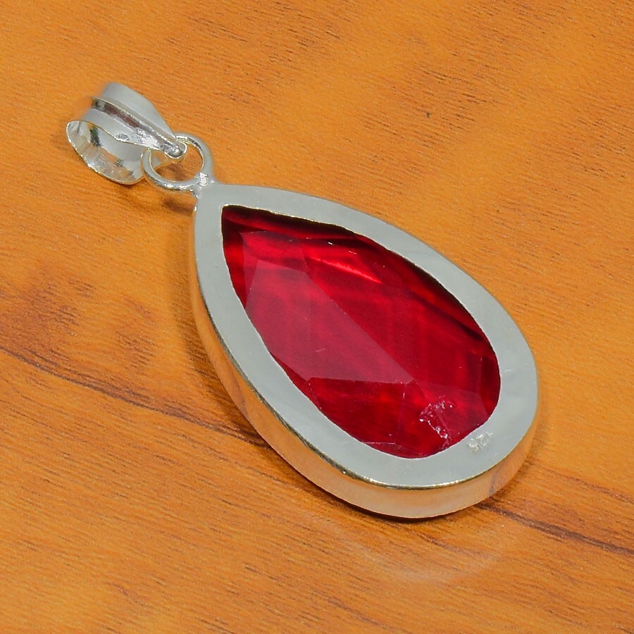 Mozambique Garnet Gemstone Handmade 925 Sterling Silver Jewelry Pear Cut Pendant