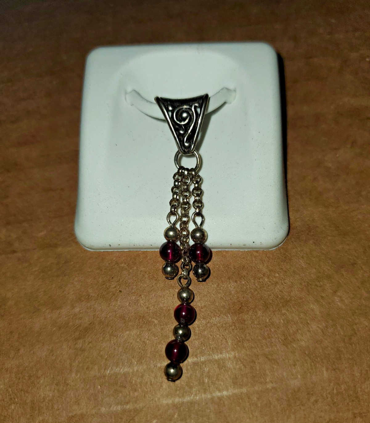 925 Sterling Silver Signed Charm Pendant Dangle Chains Purple Beads