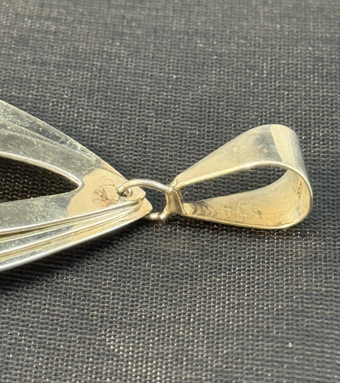 Sterling Silver Large Triple Teardrop Layered Dangle Modernist Pendant 3.75″