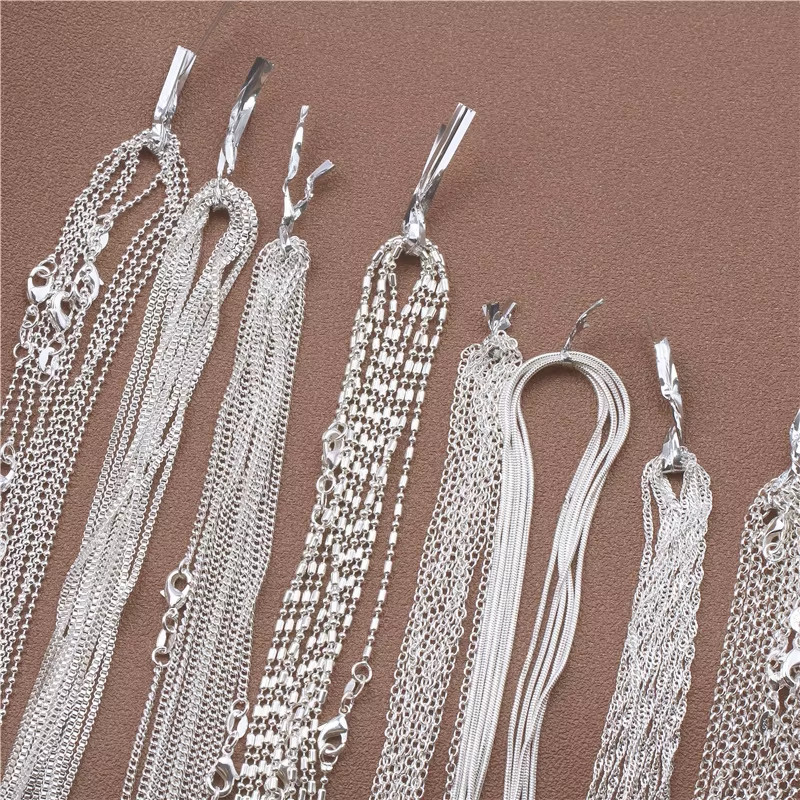 1pcs 925 Sterling Silver 16-30″ Rolo Bead Figaro Chain Necklace 9 Design Jewelry