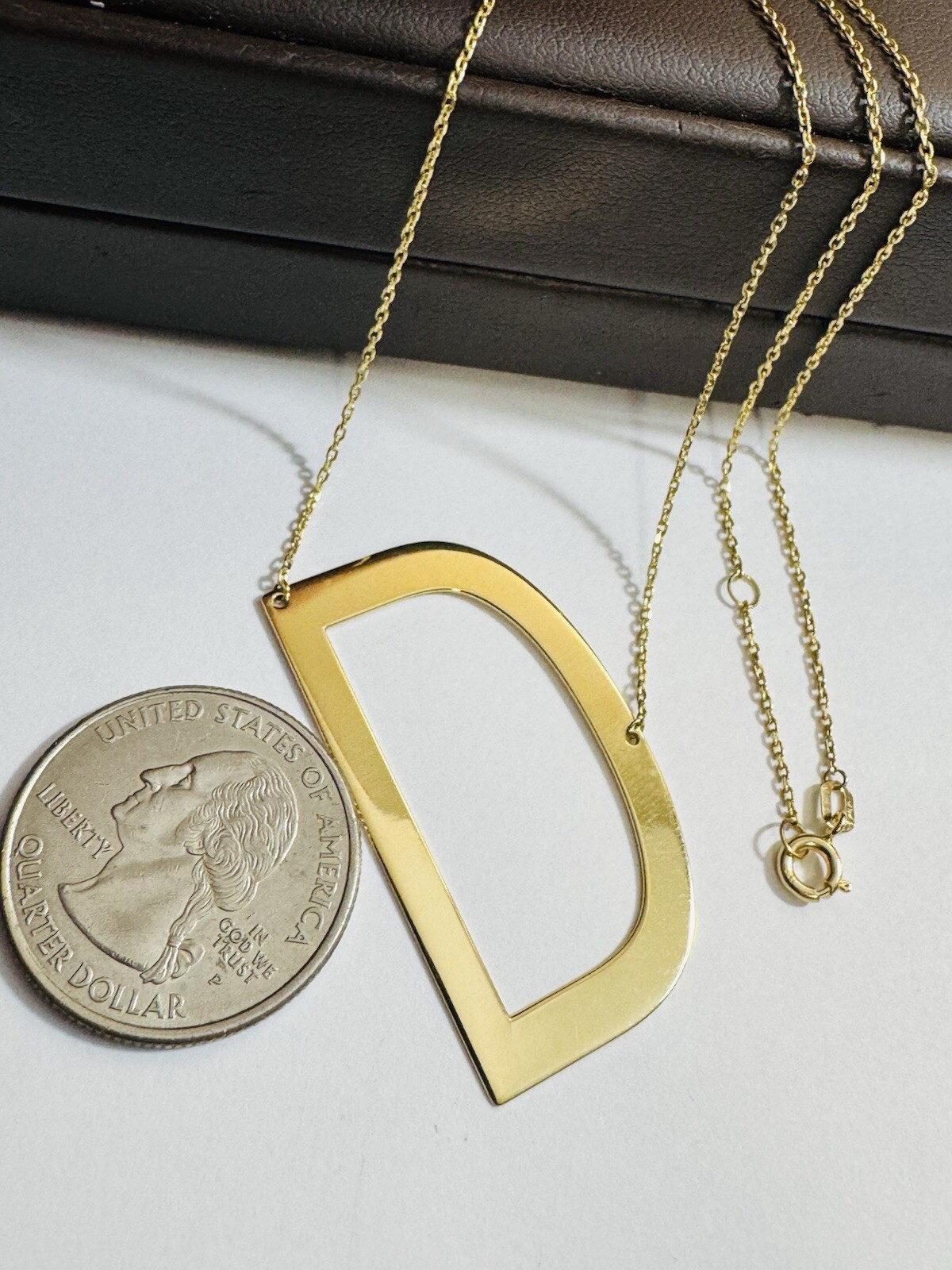RARE 18K 750 Gold Letter D initial Necklace 16.5/17.5” Long 1mm 4.4g