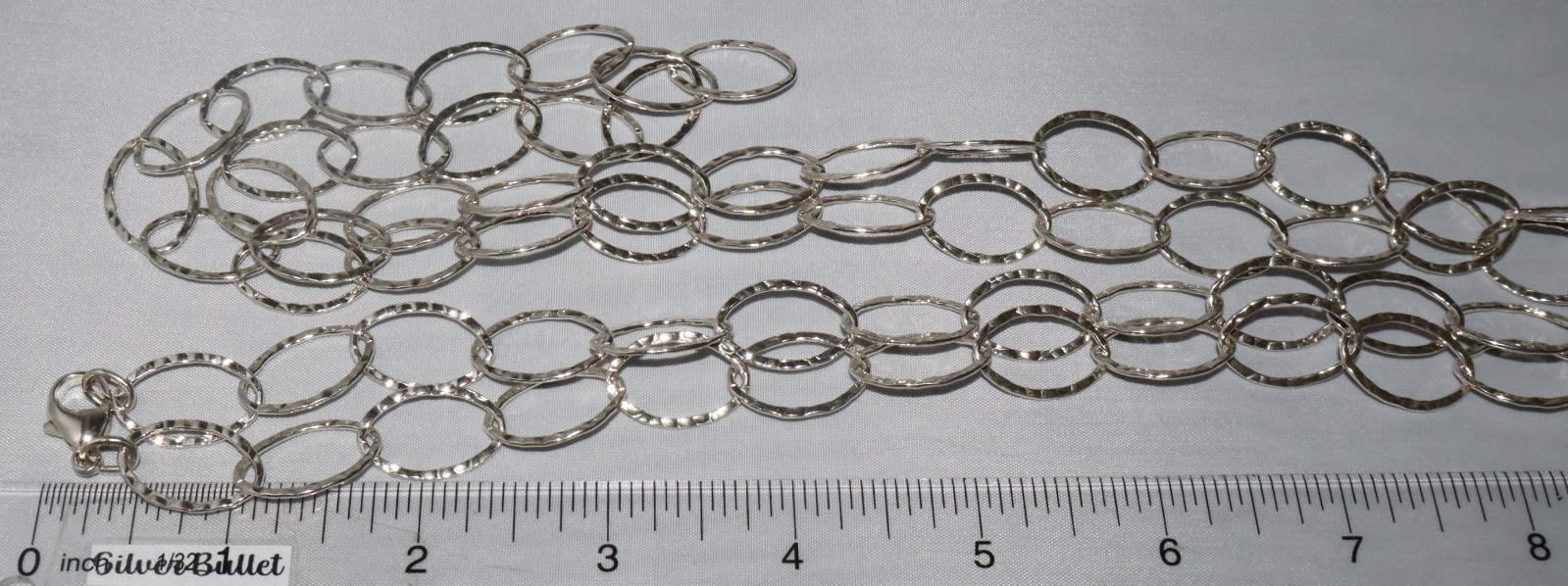 Vintage Prochain Sterling Silver Hammered Oval Link 60″ Long Necklace 51 grams