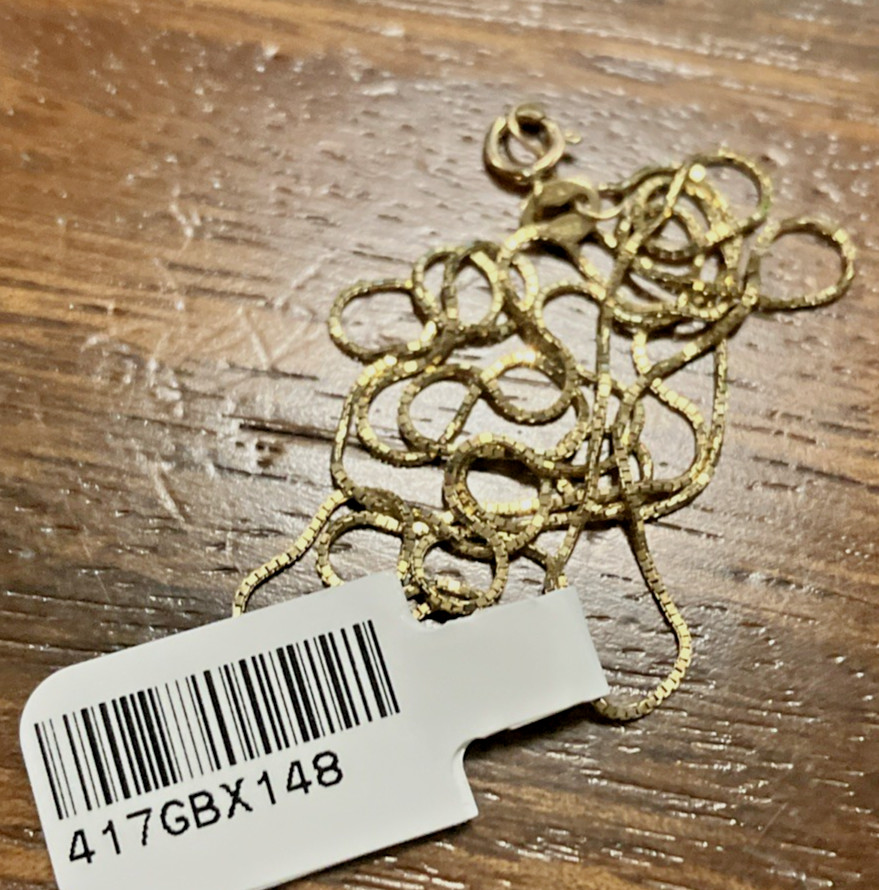 10kt Real Gold Thin Box Chain 1.48grams 22inches Starz Brand New with Retail Tag
