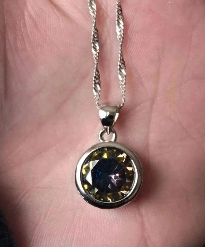 Sterling Silver 925 0.5″ Mystic Topaz 18″ Necklace. Brand New. UK Seller