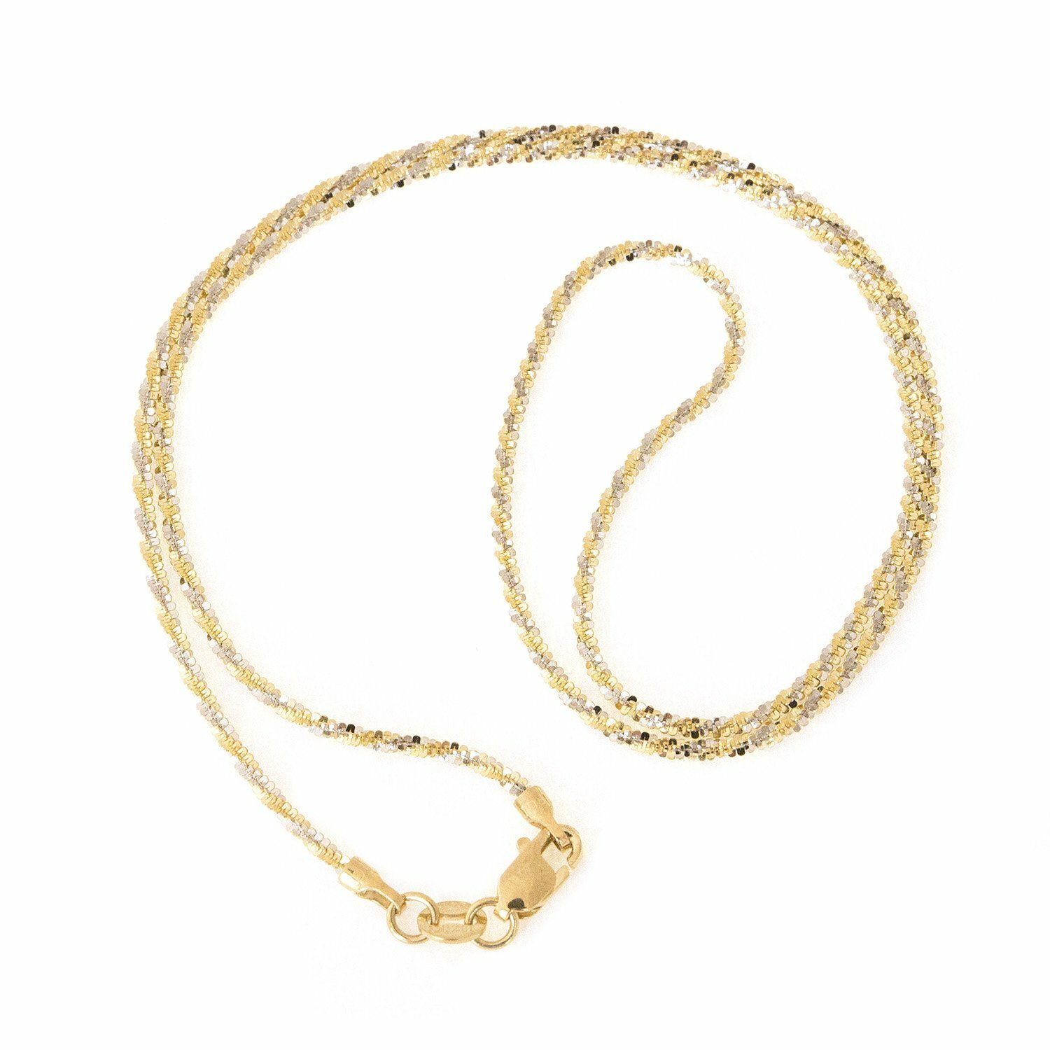 1.50mm Twisted Rock Sparkle Chain Necklace Real Solid 14K Yellow White Gold