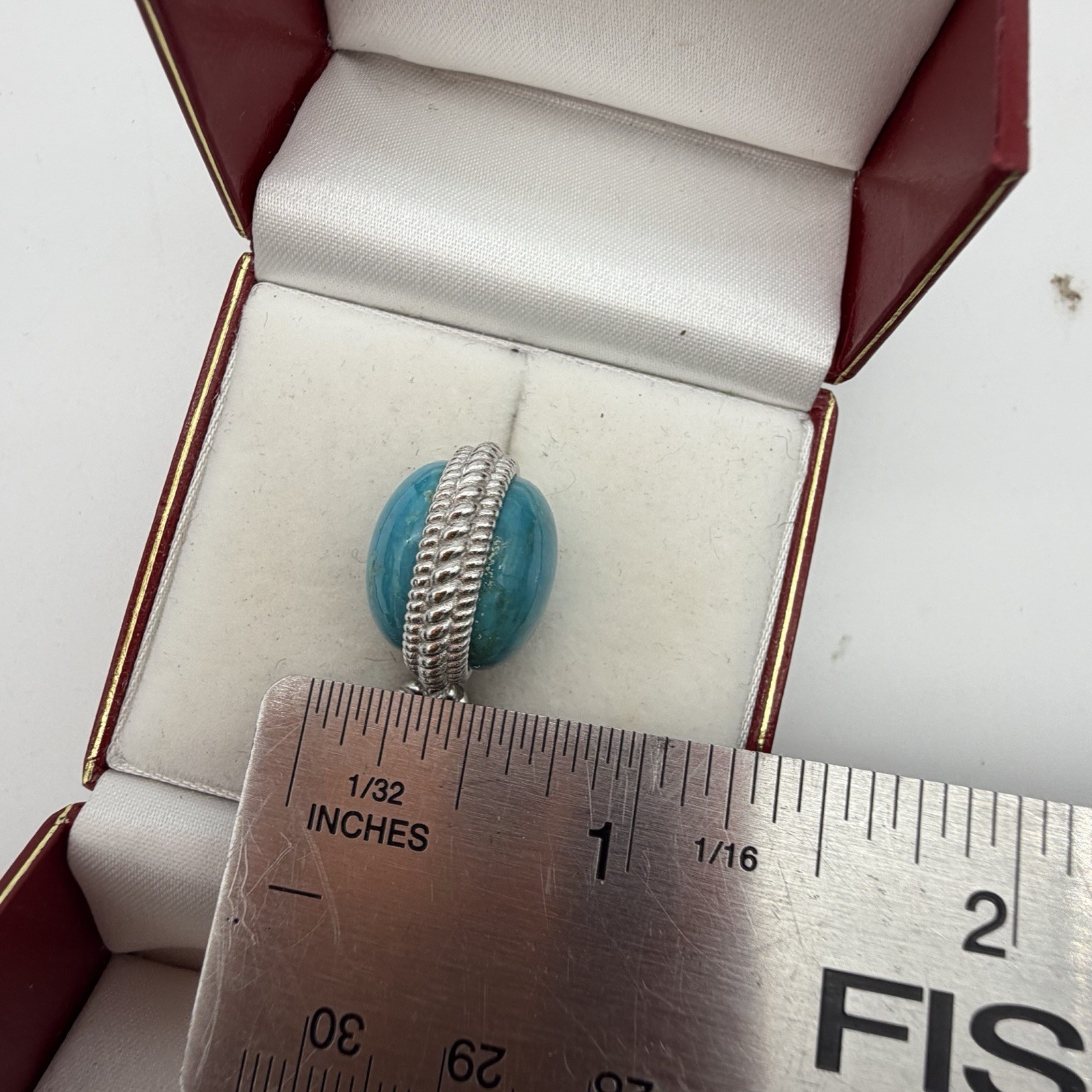 Judith Ripka Turquoise Blue ball sterling enhancer pendant or charm Heavy Chunky