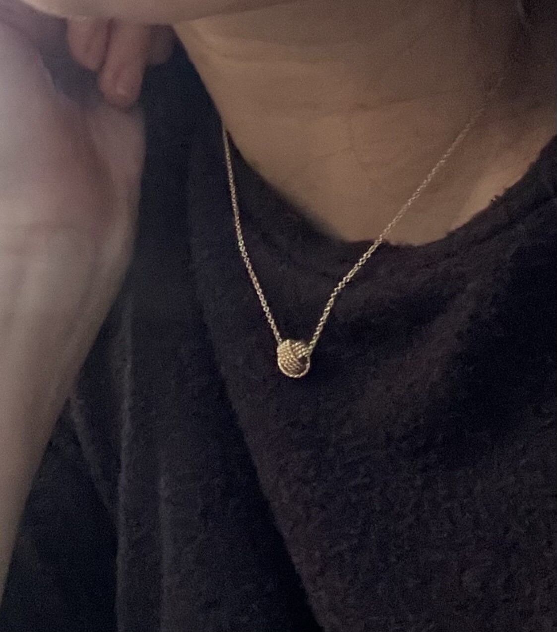 Tiffany & Co 18k Yellow Gold Mesh Twist knot Bead Ball Necklace 16”
