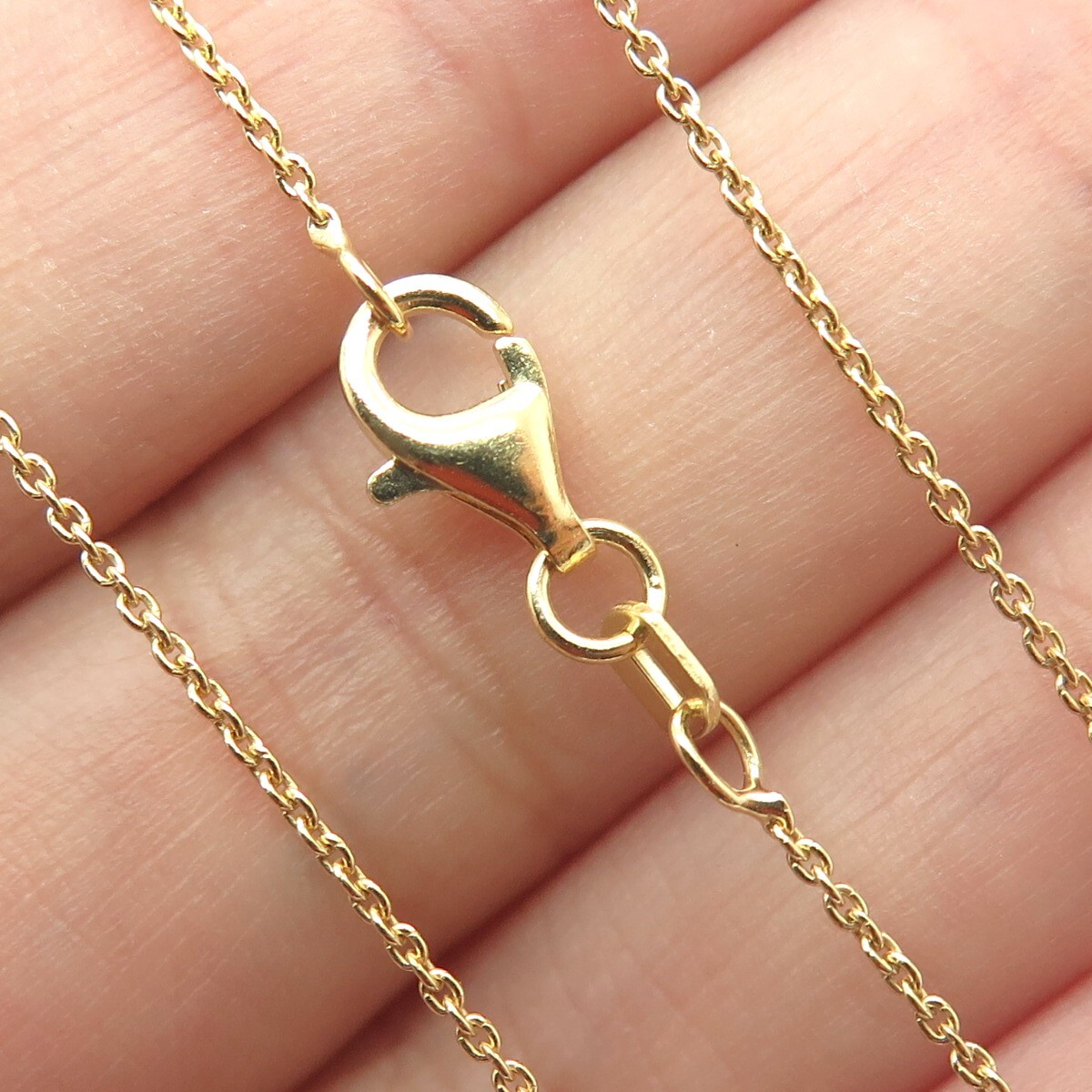 925 Sterling Silver Gold Plated Italy Cable Chain Necklace 14-15″