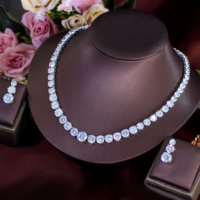 22 Ctw Round Cut Lab-Created Diamond Only Necklace 14K White Gold Plated Silver