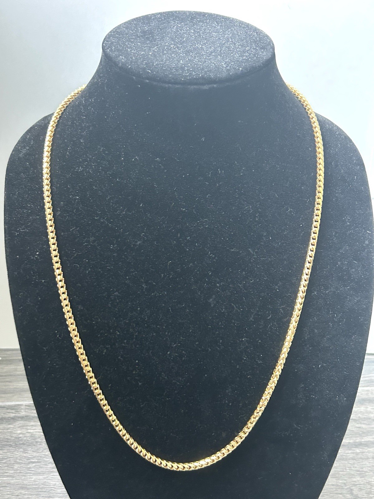 18k Yellow Gold 26″ Solid Mens Franco Curb Box Link 4 mm 68grams Chain Necklace