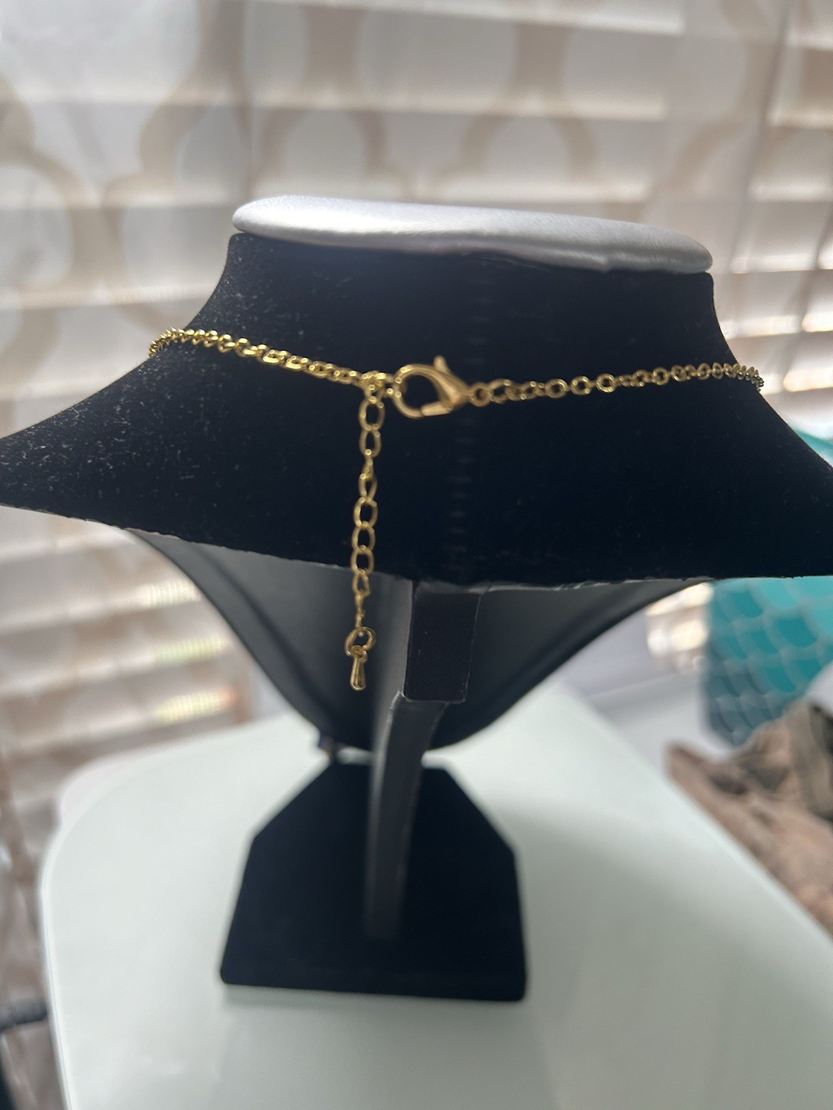 Lapis Lazuli Faceted Blue Gemstone Pendant Gold Chain Bar Necklace