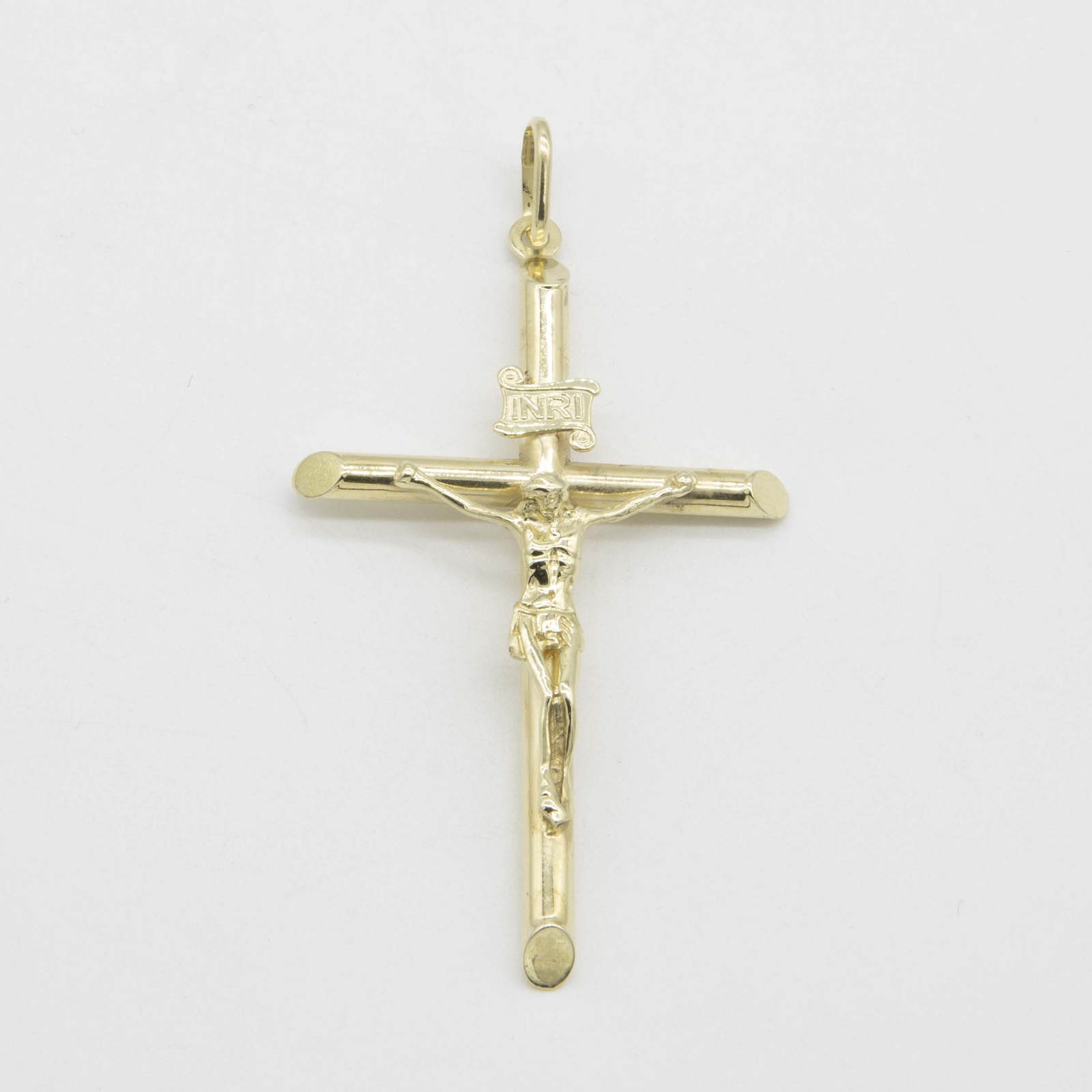 INRI Jesus Crocifix Cross Pendant Real 10K Yellow Gold All Sizes