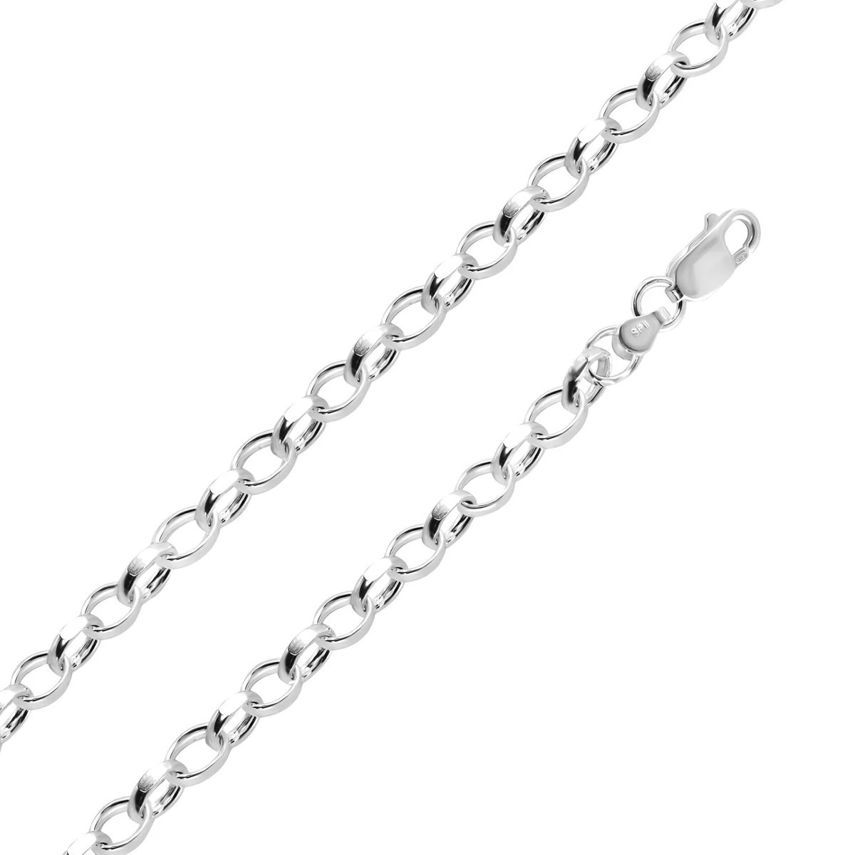 .925 Sterling Silver D-Cut 4 Sided Oval Rolo Chain Size 16″-24″