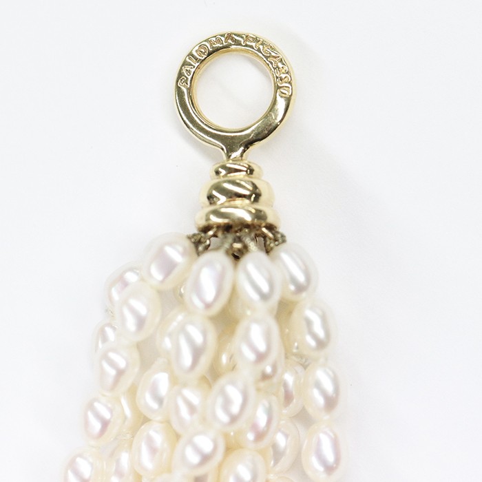 TIFFANY Elsa Peretti 10 Strand Pearl Necklace Yellow Gold 17.3in/44cm