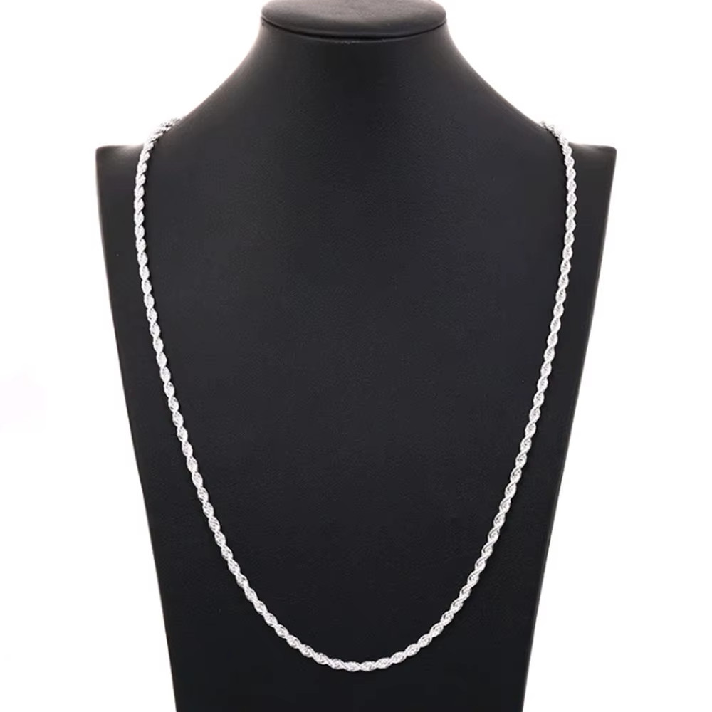 925 Sterling Silver 4mm thick Rope Chain (23.5 ” length)