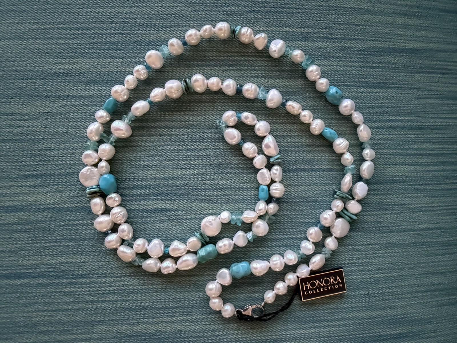 Honora Collection Freshwater Pearl Turquoise Topaz Necklace