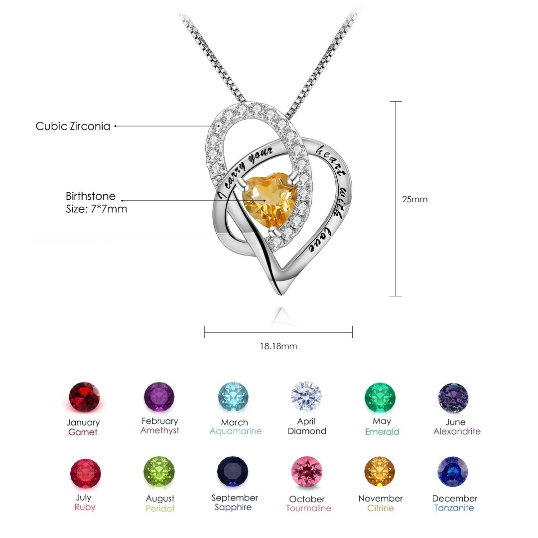 Birthstone Necklace for Mom Women Sterling Sliver 925 Mothers June May December