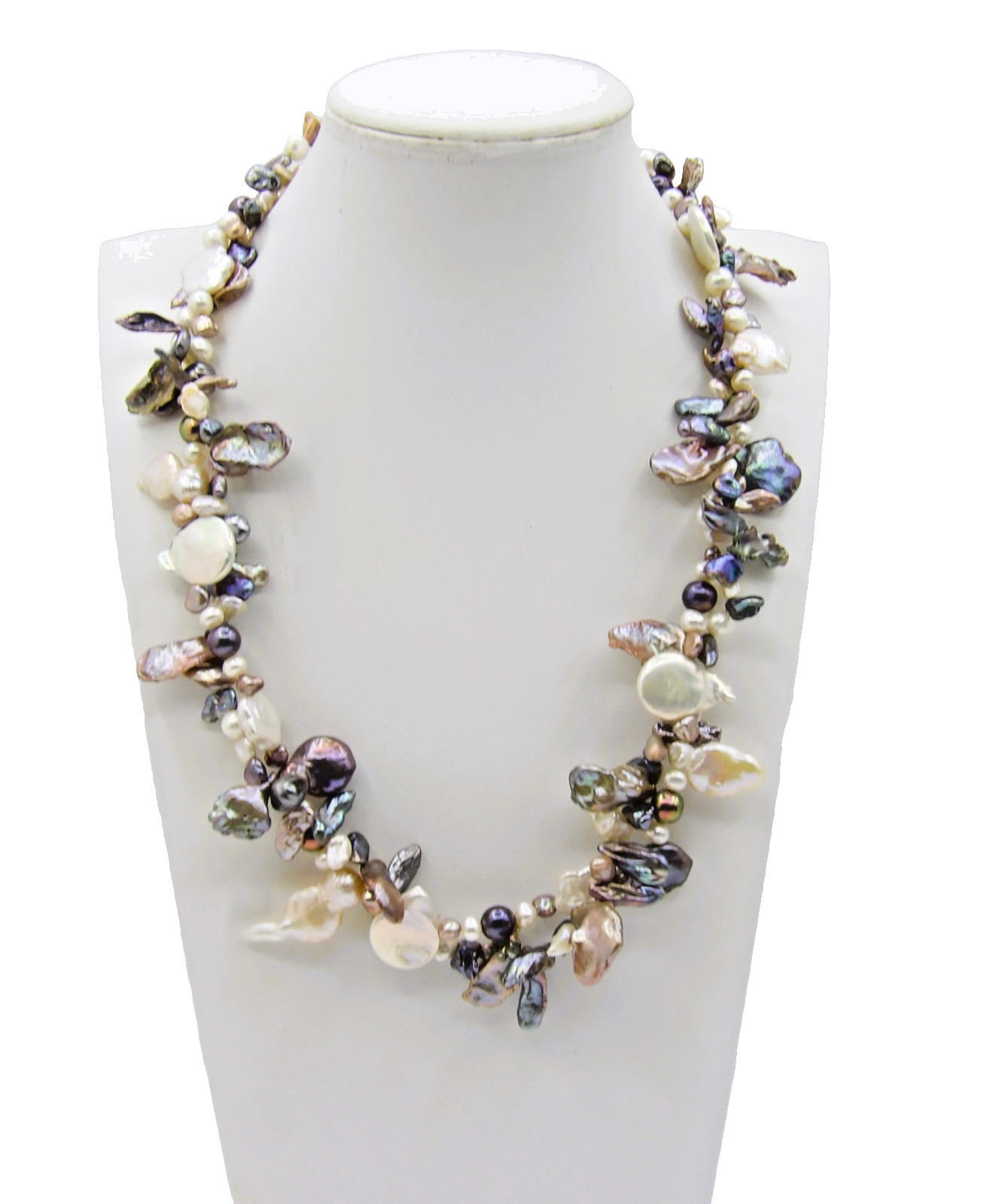 19.5 inches long Multicolor Mix shapes Genuine Freshwater Pearl Necklace NK957