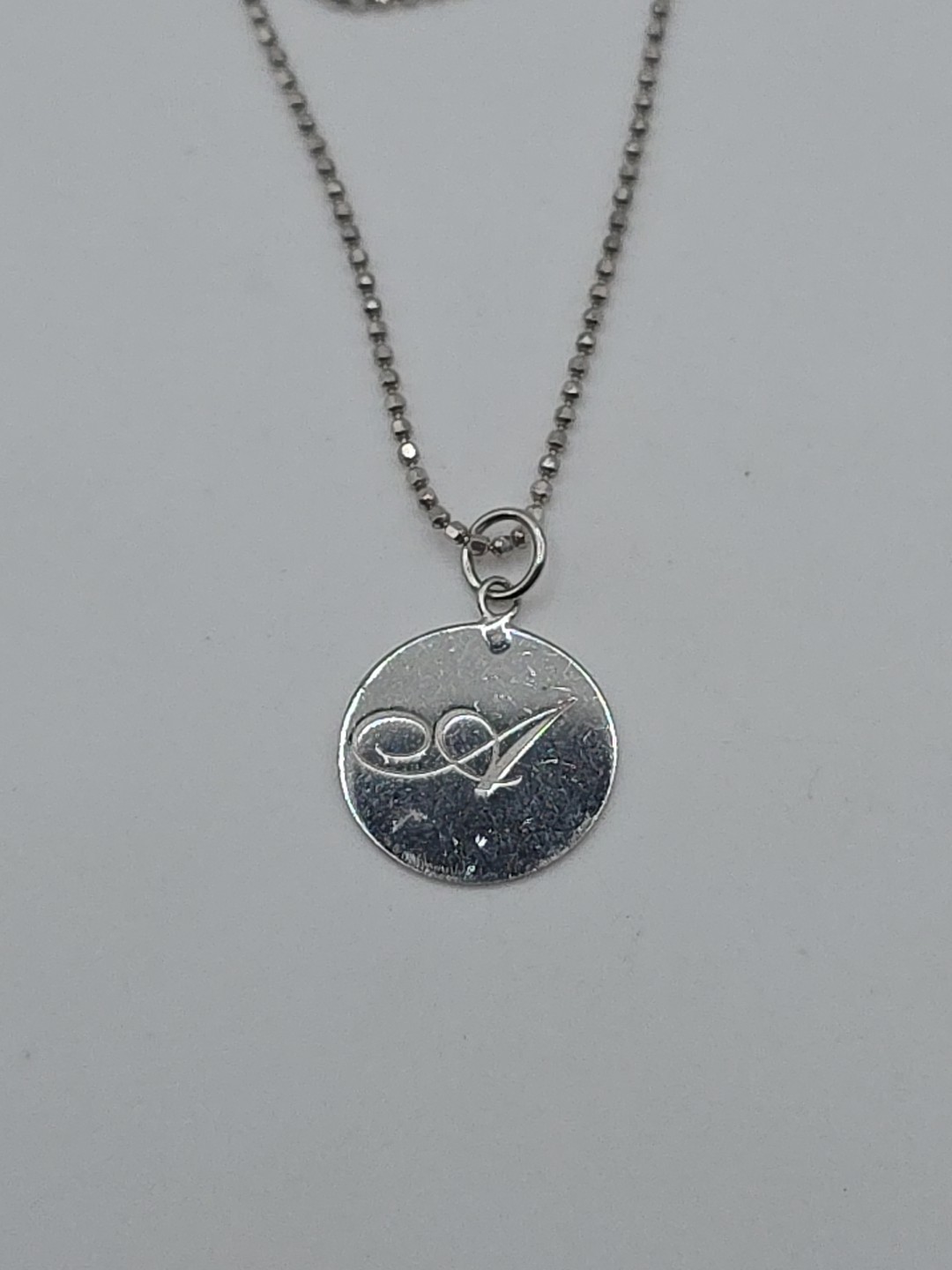 ATI Sterling Silver 925 Letter A Round Pendant Necklace 18″