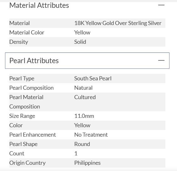 11mm Golden Cultured South Sea Pearl 18k Yellow Gold/Sterling Silver Pendant NEW
